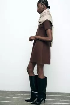 Базовый вязанный шарф ZARA, кэмел