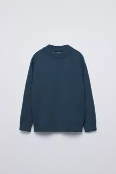 Базовый вязаный свитер ZARA, бензиновый синий