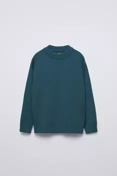 Базовый вязаный свитер ZARA, бензиновый синий