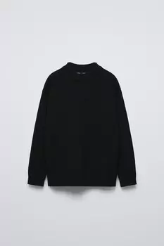Базовый вязаный свитер ZARA, черный