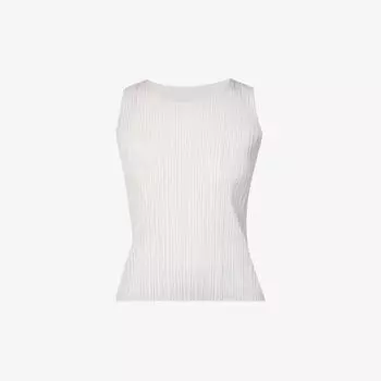 Базовый вязаный топ без рукавов со складками Pleats Please Issey Miyake, серый