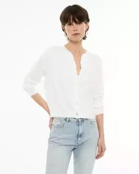 Базовый женский кардиган с застежкой на пуговицы System Action, белый