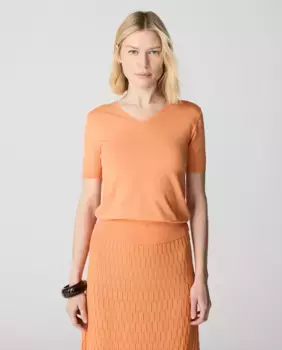 Базовый женский свитер с V-образным вырезом и короткими рукавами Escorpion, оранжевый