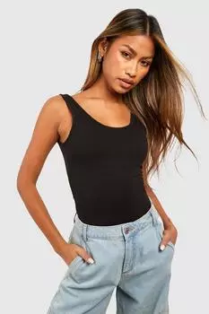 Базовый жилет из хлопкового вырезка Boohoo, черный