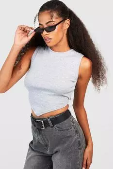 Базовый жилет с высоким воротом в ребку и v-нимом Boohoo, серый
