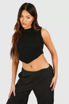 Базовый жилет в ребку с v-нимом Boohoo, черный