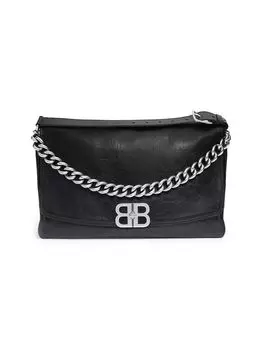BB мягкая большая сумка с клапаном Balenciaga, черный
