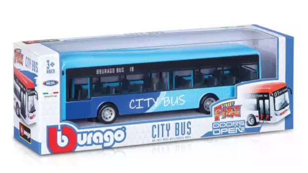 Bburago городской автобус 19 см, двери открываются, в ассортименте, 1 шт.
