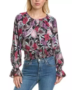 BCBGMAXAZRIA Блузка со сборками, черный