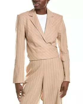 BCBGMAXAZRIA Укороченная куртка из льняной смеси с завязкой спереди, коричневый