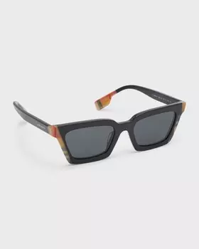 BE4392U52 Квадратные солнцезащитные очки из ацетата и пластика в клетку Burberry