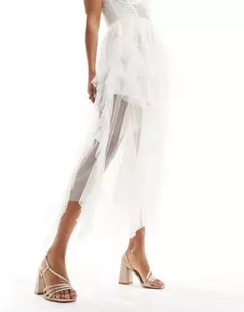 Be Mine - Bridal Adilette - Босоножки пудрового цвета на широком каблуке с асимметричными ремешками