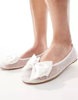 Be Mine – Bridal – Nelly – Свадебные туфли на плоской подошве цвета слоновой кости с бантом