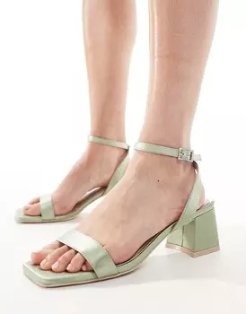 Be Mine – Bridal – Ruhi – Сандалии серо-зеленого цвета на низком блочном каблуке