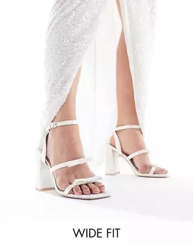 Be Mine Wide Fit – Bridal – Angelin – Свадебные босоножки цвета слоновой кости =f с бантом и блочным каблуком, широкая посадка