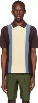 BEAMS PLUS Коричневая рубашка-поло в полоску