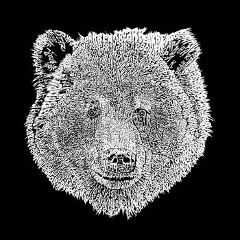 Bear Face — мужская футболка с рисунком Word Art LA Pop Art, черный