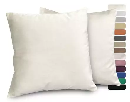 BEAUTEX Бархатные чехлы для подушек, набор из 2 шт., чехлы премиум-класса, диванные и декоративные подушки, размер и цвет на выбор (60 x 60 см, белый)