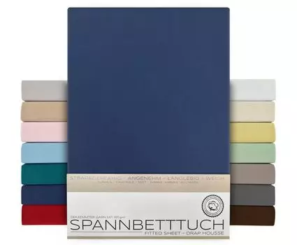 BEAUTEX простыня-коробка пружина - 90х200х45 см темно-синий, простыня из чесаного хлопка, премиум-джерси 160г/м