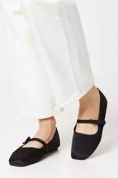 Beaux Балетные туфли Мэри Джейн на плоской подошве с квадратным носком и бантом Oasis, черный