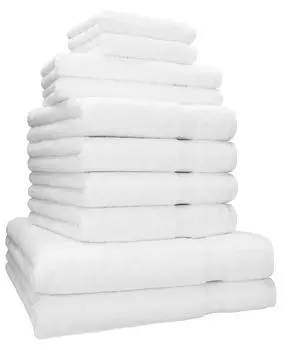 Бец 12 шт. Набор полотенец ПРЕМИУМ 100% хлопок 2 полотенца для душа 4 полотенца для рук 2 гостевых полотенца 2 мыльных полотенца 2 рукавицы для мытья Betzshop, белый