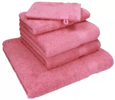 Бец 5 шт. Набор полотенец NICE Pack 100% хлопок 1 полотенце для душа 2 полотенца для рук 1 гостевое полотенце 1 рукавица цвет - темно-синий Betzshop, розовый