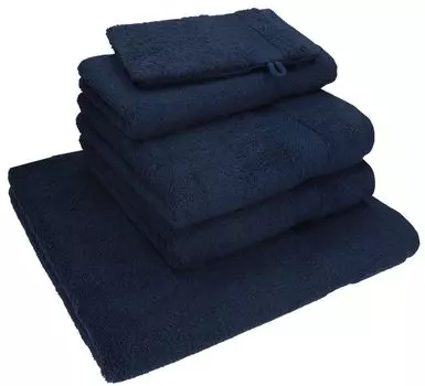 Бец 5 шт. Набор полотенец NICE Pack 100% хлопок 1 полотенце для душа 2 полотенца для рук 1 гостевое полотенце 1 рукавица цвет - фиолетовый Betzshop, темно-синий