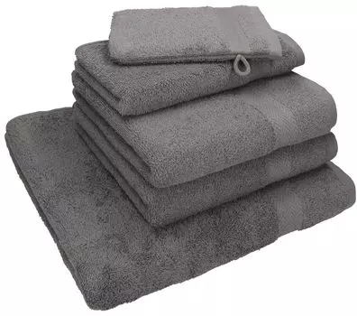 Бец 5 шт. Набор полотенец NICE Pack 100% хлопок 1 полотенце для душа 2 полотенца для рук 1 гостевое полотенце 1 рукавица цвет - бежевый Betzshop, серый