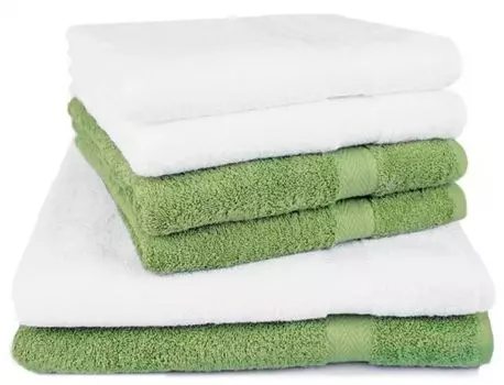 Бец 6 шт. Набор полотенец ПРЕМИУМ 100% хлопок 2 полотенца для душа 4 полотенца для рук цвета изумрудно-зеленый и белый Betzshop