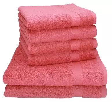 Бец 6 шт. Набор полотенец ПРЕМИУМ - 2 пляжных полотенца 4 полотенца для рук 100% хлопок Цвет: медово-желтый Betzshop, розовый