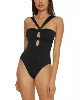 BECCA by Rebecca Virtue Цветовой код Сплошной купальник-бандо Rylie Convertible, черный