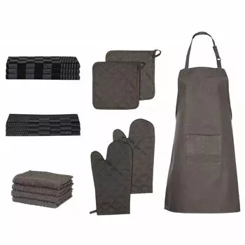 Beddinhouse Хлопковая махровая ткань Sheer Dark Green 30X50 Комплект Комплект из 3 гостевых полотенец размером 30 x 50 см, темно-зеленый Vidaxl, черный