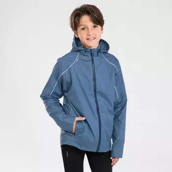 Беговая куртка дождевик Kiprun Rain kids джинсовая, стальной синий