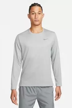 Беговая рубашка Dri-FIT UV Miler с длинными рукавами Nike, серый