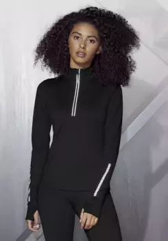 Беговая рубашка LASCANA ACTIVE, термобелье, со светоотражающими деталями, черный