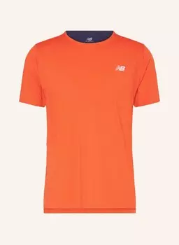 Беговая рубашка new balance, цвет ORANGE/DUNKELBLAU