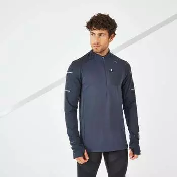 Беговая рубашка с длинными рукавами зимняя Kiprun Warm Light мужская темно-синяя