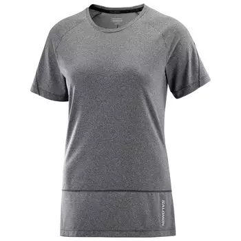 Беговая рубашка Salomon Women's Cross Run S/S Tee, цвет Deep Black/Heather