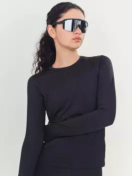 Беговая рубашка свободного кроя из материала Drymove H&M, черный