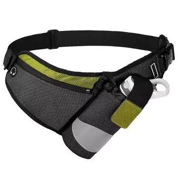 Беговой пояс для пешего туризма, ходьбы, поясная сумка, светоотражающая регулируемая поясная сумка с держателем для бутылки с водой MISSKY, зеленый