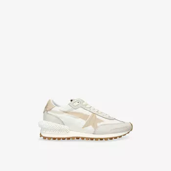 Беговые кроссовки Golden Goose Running marathon из замши и ткани с низким берцем, бежевый