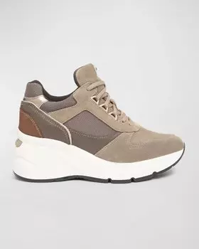 Беговые кроссовки на танкетке из смешанной кожи NeroGiardini, цвет Taupe