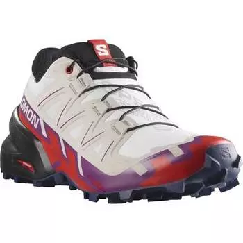 Беговые кроссовки Speedcross 6 Wide для трейлраннинга женские Salomon, цвет White Sparkling Grape Fiery Red