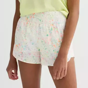 Беговые шорты с высокой талией для девочек 7-20 лет, стандартные и большие размеры Tek Gear, цвет white splatter