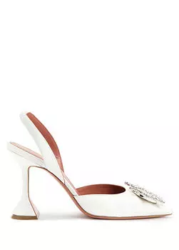 Begum белые шелковые туфли на каблуке Amina Muaddi