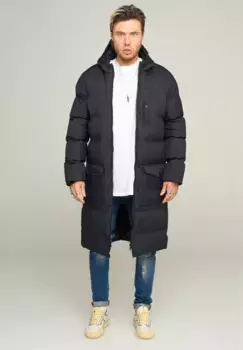 Behype парка "LONGLINE PUFFER PARKA", с капюшоном, черный