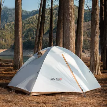 Beishan Wolf BSWolf уличная палатка двойная ветрозащитная и непромокаемая палатка для кемпинга уличная двойная палатка беговая двойная палатка с алюминиевым столбом ZL001 рисово-кофейного цвета