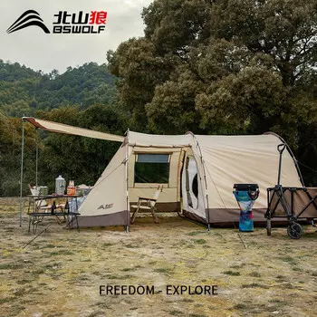 Beishanlang (Bisinna) Иань туннельная палатка для кемпинга, утолщенная, устойчивая к дождю, портативное складное туристическое снаряжение, алюминиевый столб бежевого цвета
