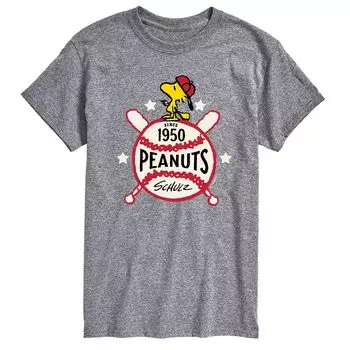 Бейсбольная футболка Big & Tall Peanuts 1950 года Licensed Character, серый