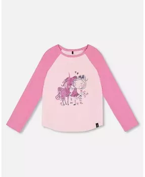 Бейсбольная футболка для больших девочек с принтом единорога Deux Par Deux, розовый